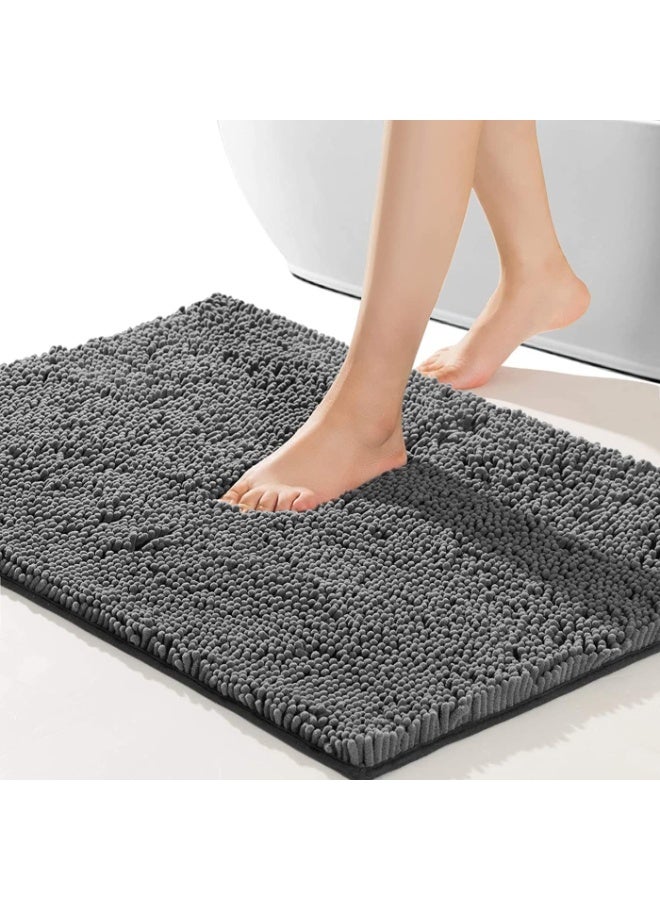 TYCOM Bathroom Rugs Bath Mat 50x80cm Non Slip Fluffy Soft Plush Microfiber Shower Carpet Rug Machine Washable Quick Dry Ultra Bath Mats for Tub Bathroom and Shower Grey. - Image 1